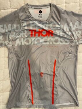 thor Gray and Red Motocross Long Sleeve Shirt